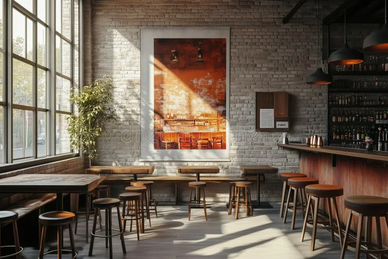 Candlelit dining room with warm wooden tables